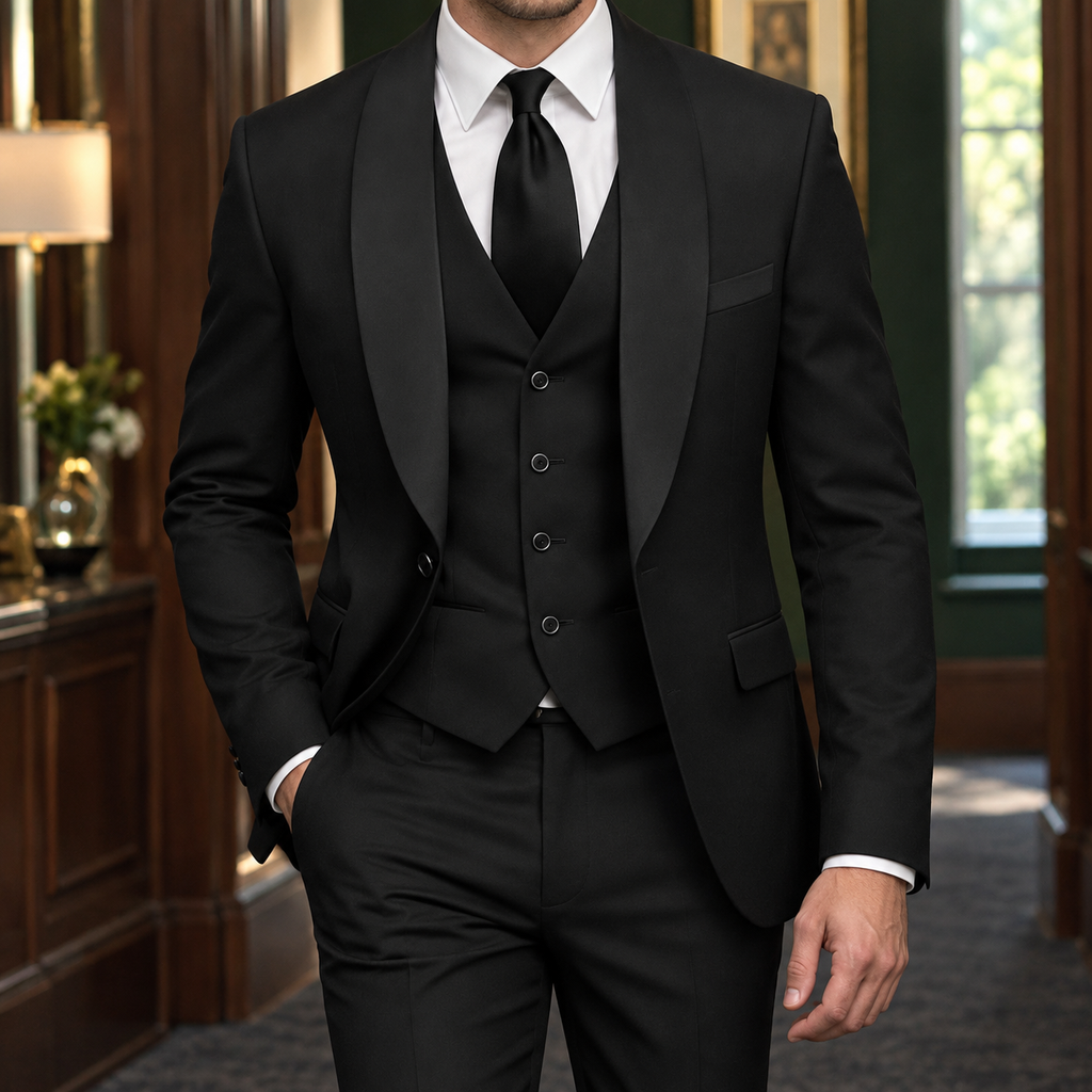 Bastien Three Piece Suit - Black