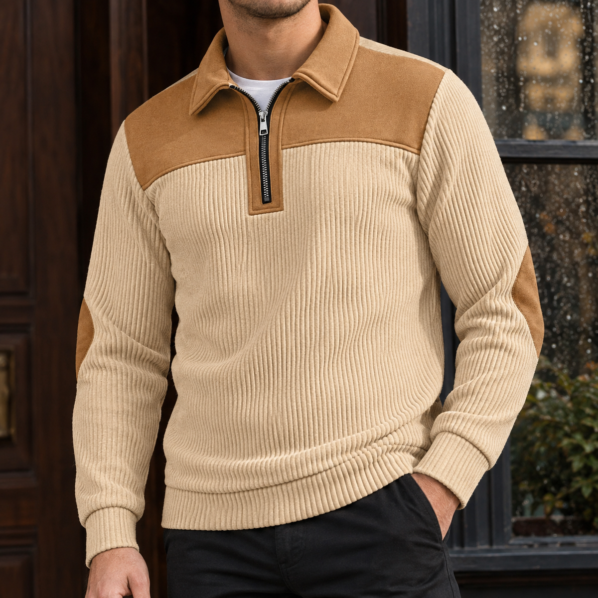 Jamie Quarter-Zip Sweater - Khaki