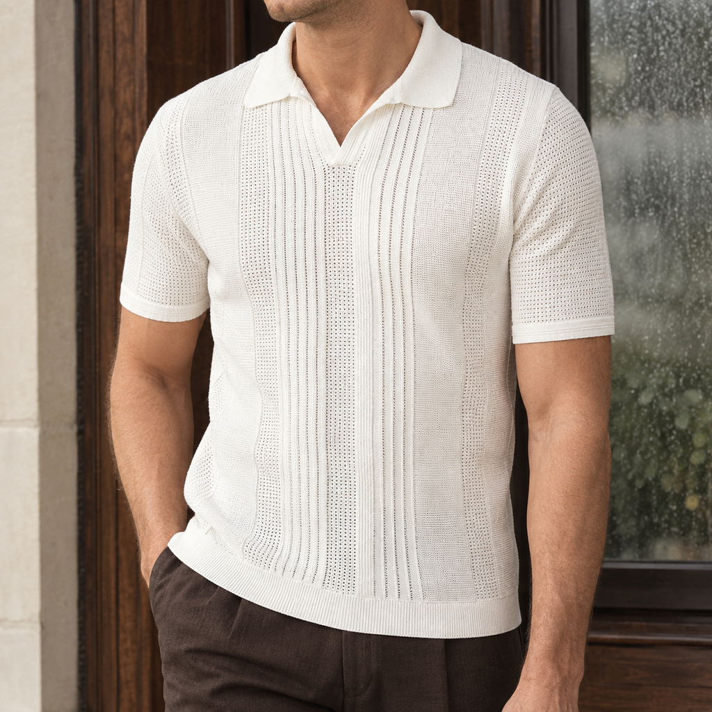 Barnaby Open Knit Polo - Ivory