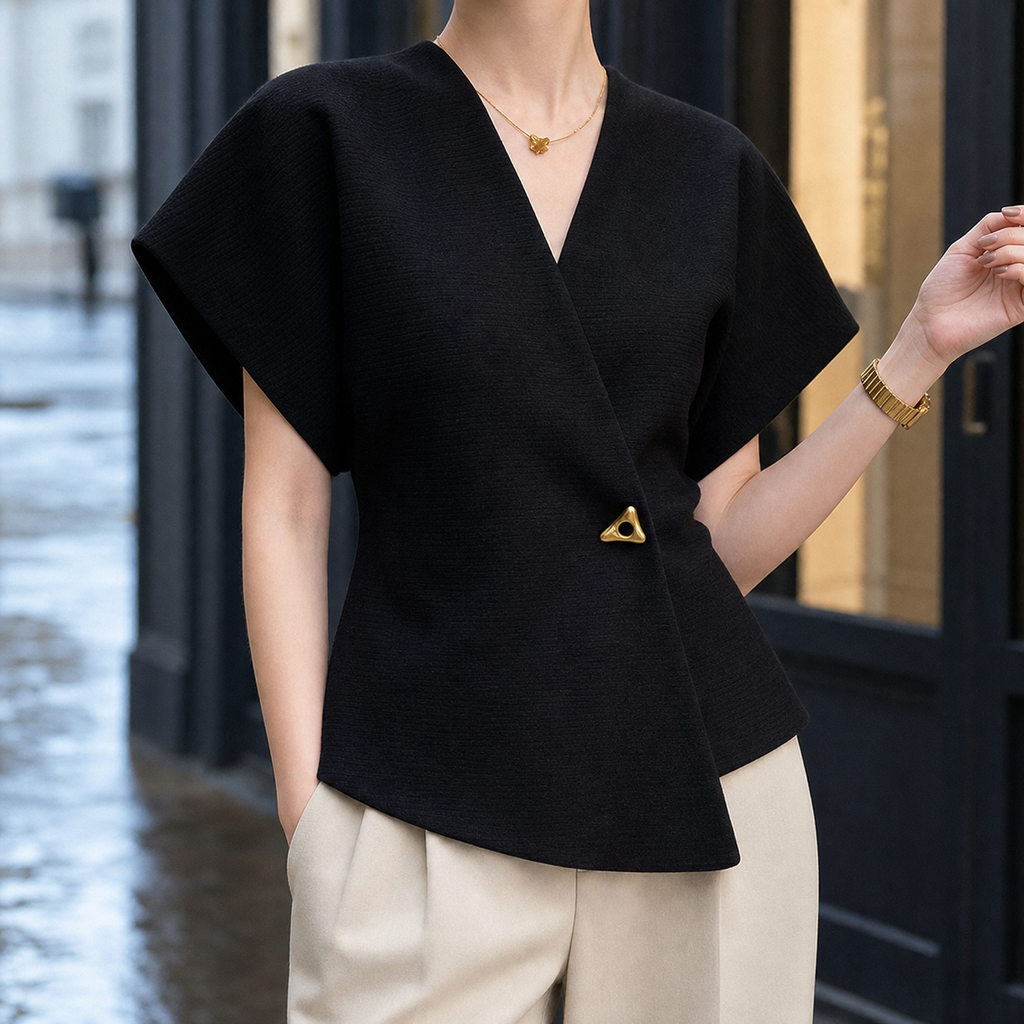 Audrey Wrap Top - Black