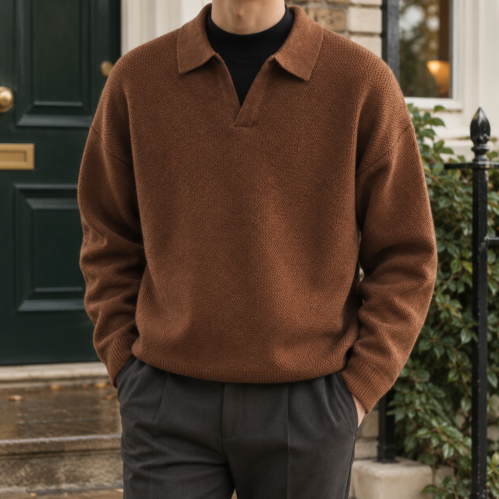 Pascal Open Collar Sweater - Brown