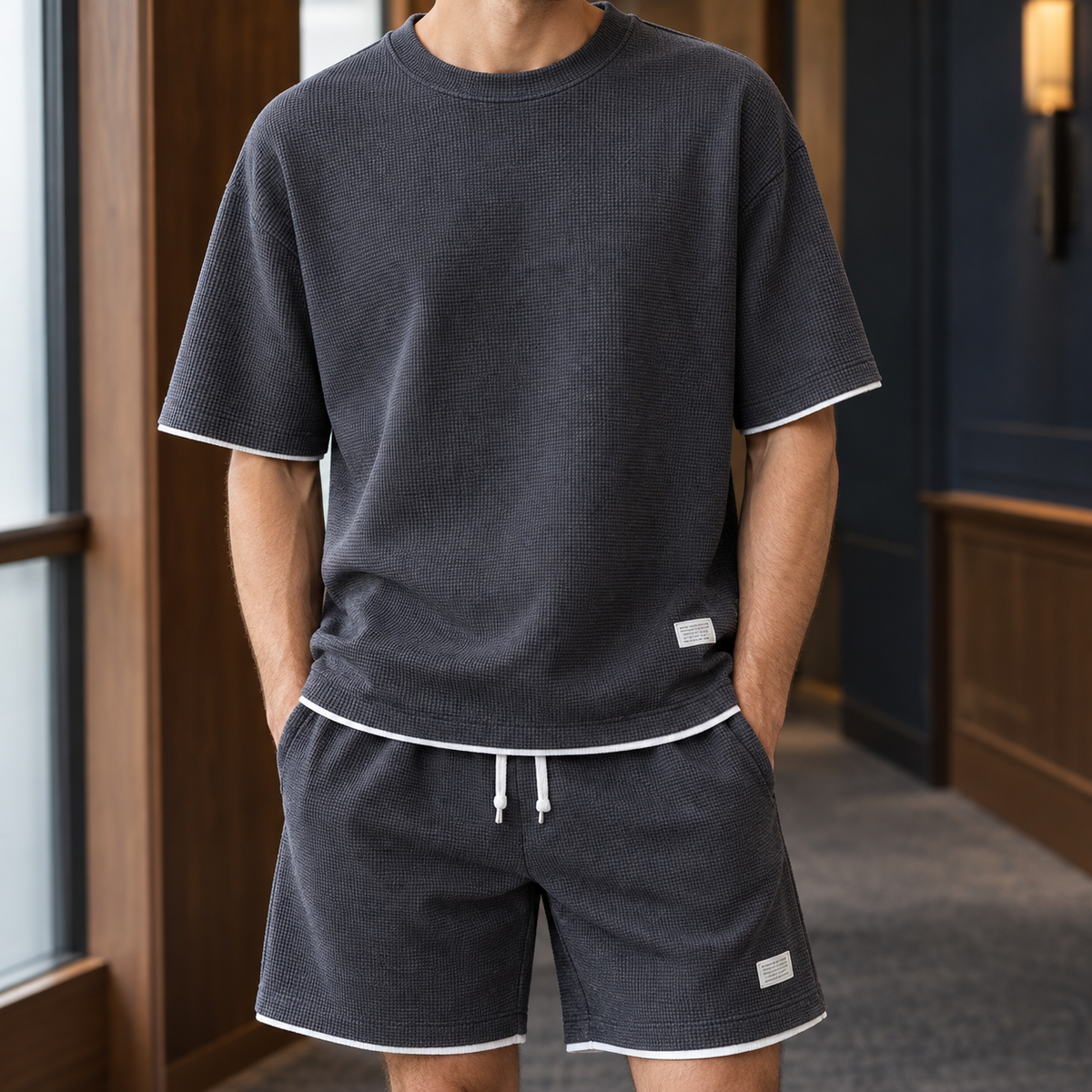 Montague Waffle Set - Charcoal Gray