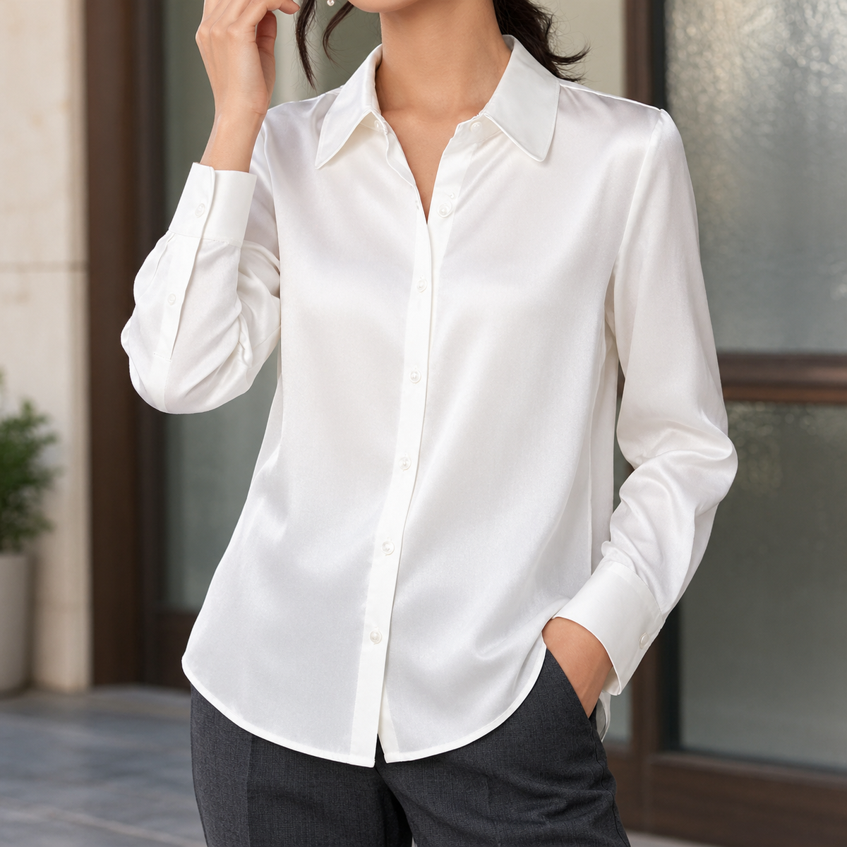 Pomeline Silk Blouse - White