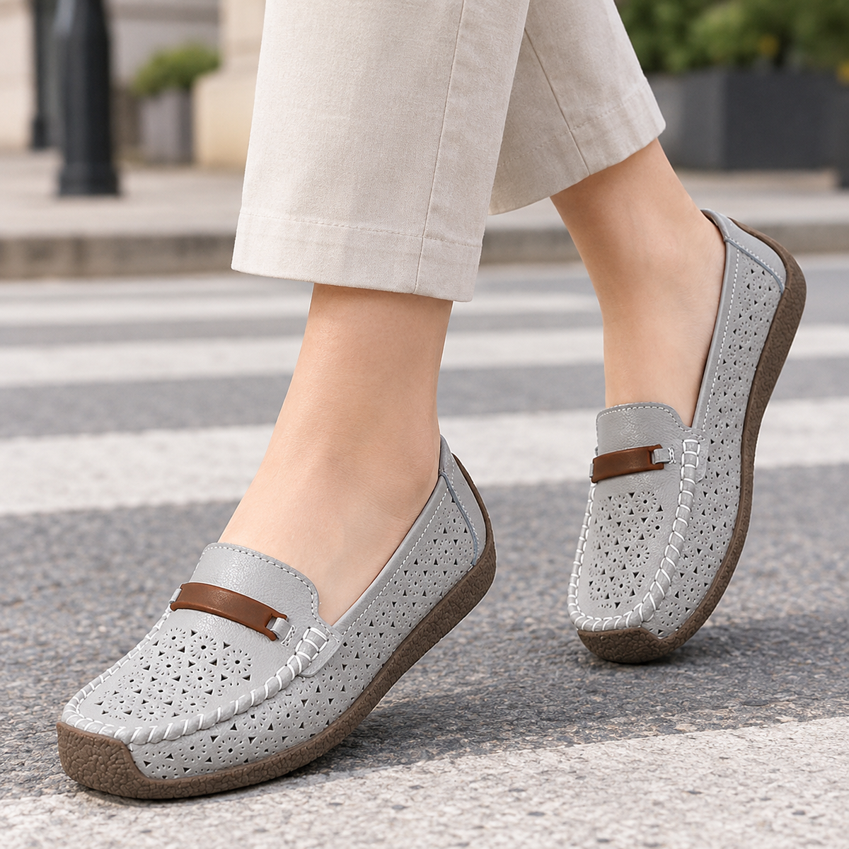 Serrano Perforated Loafers - Silver