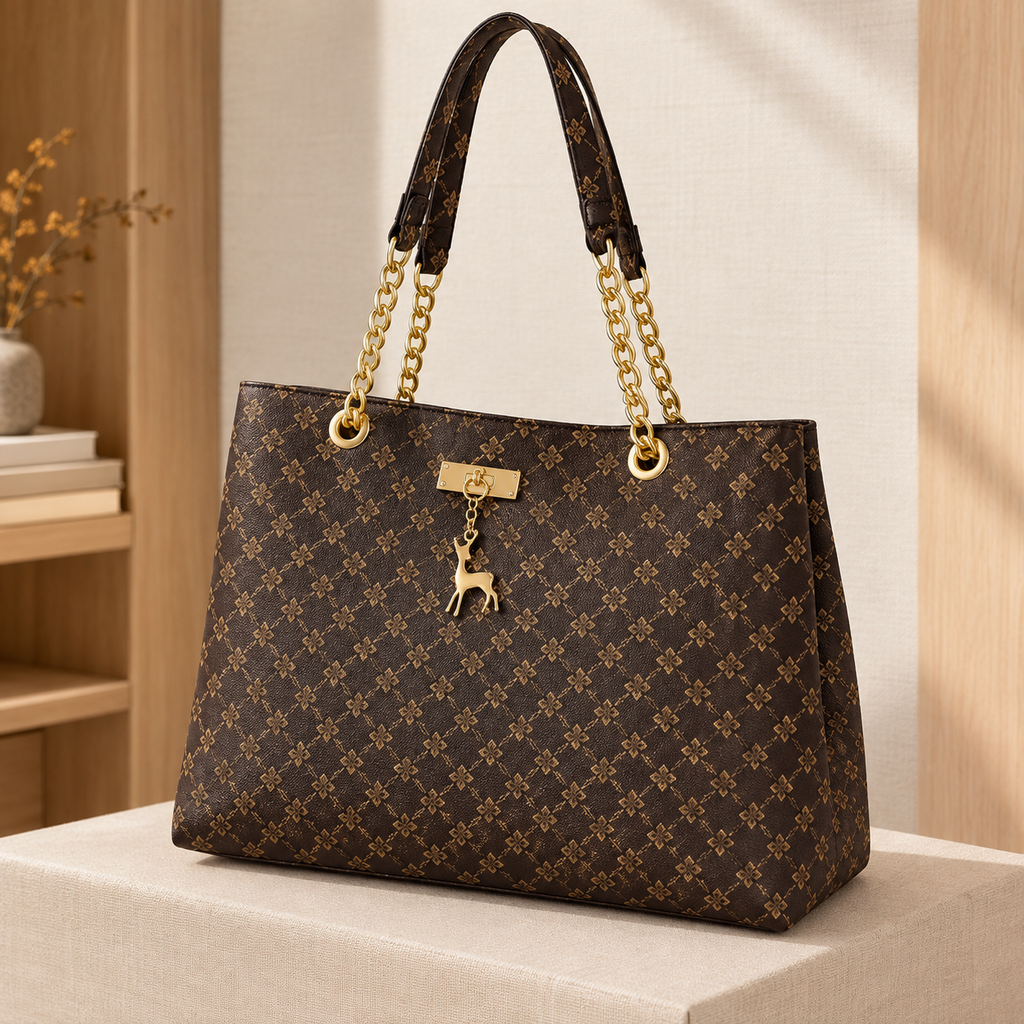 Bembo Chain Tote - Dark Brown