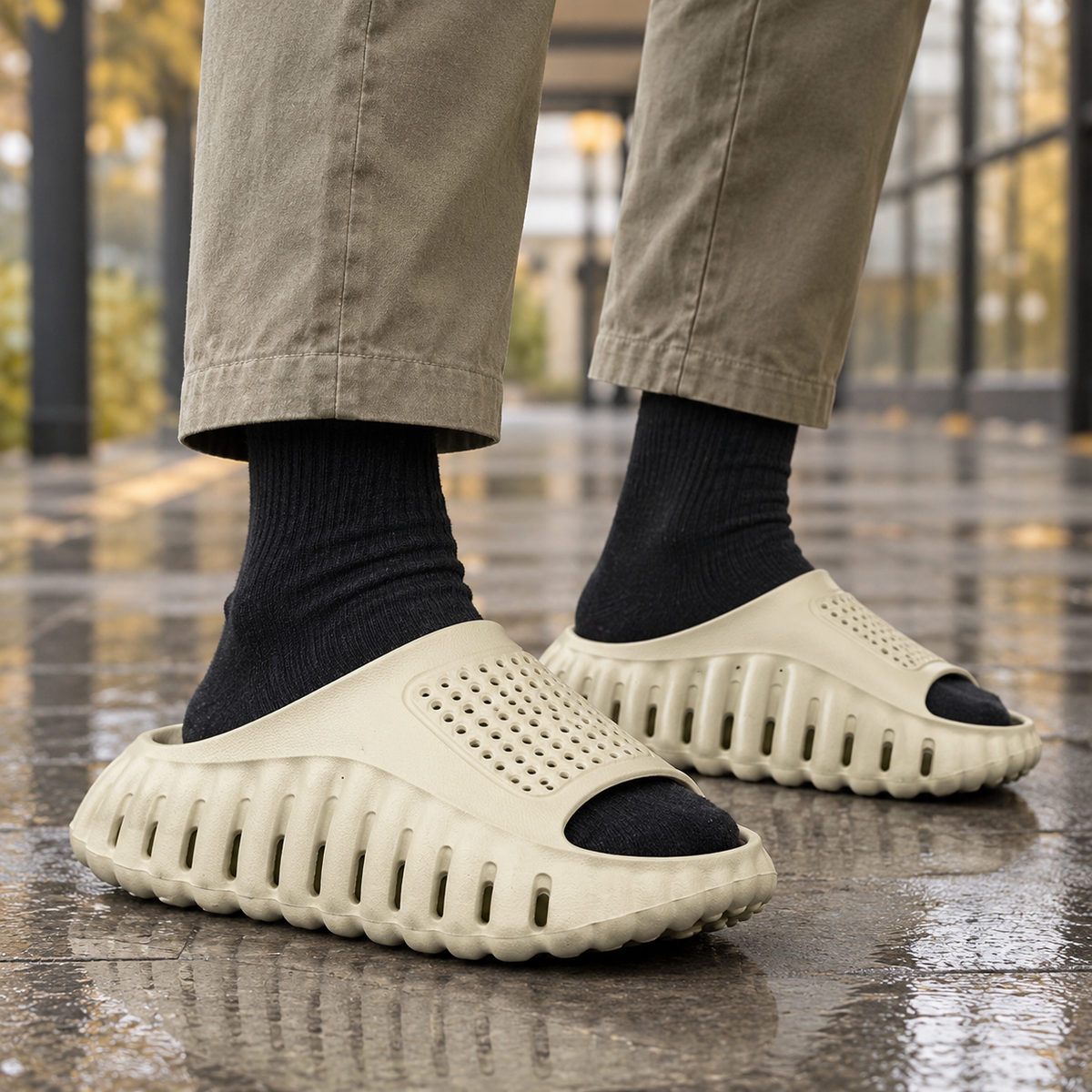 Corvino Ventilated Slides - Beige