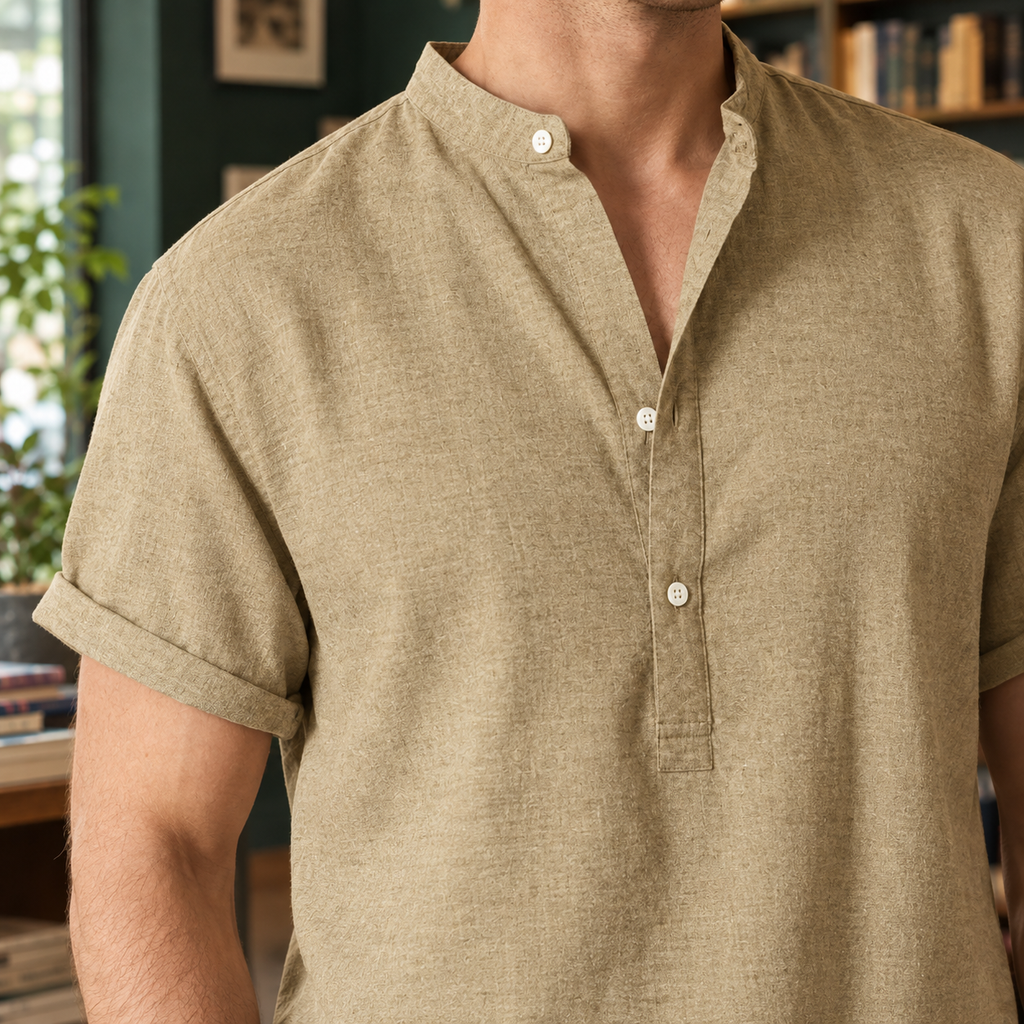 Liam Mandarin Shirt - Lead Product Detail