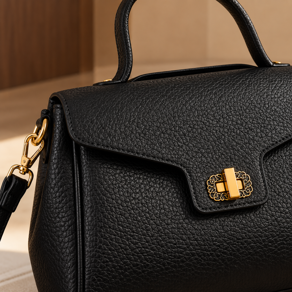 Martelli Turn Lock Handbag - Lead Product Detail