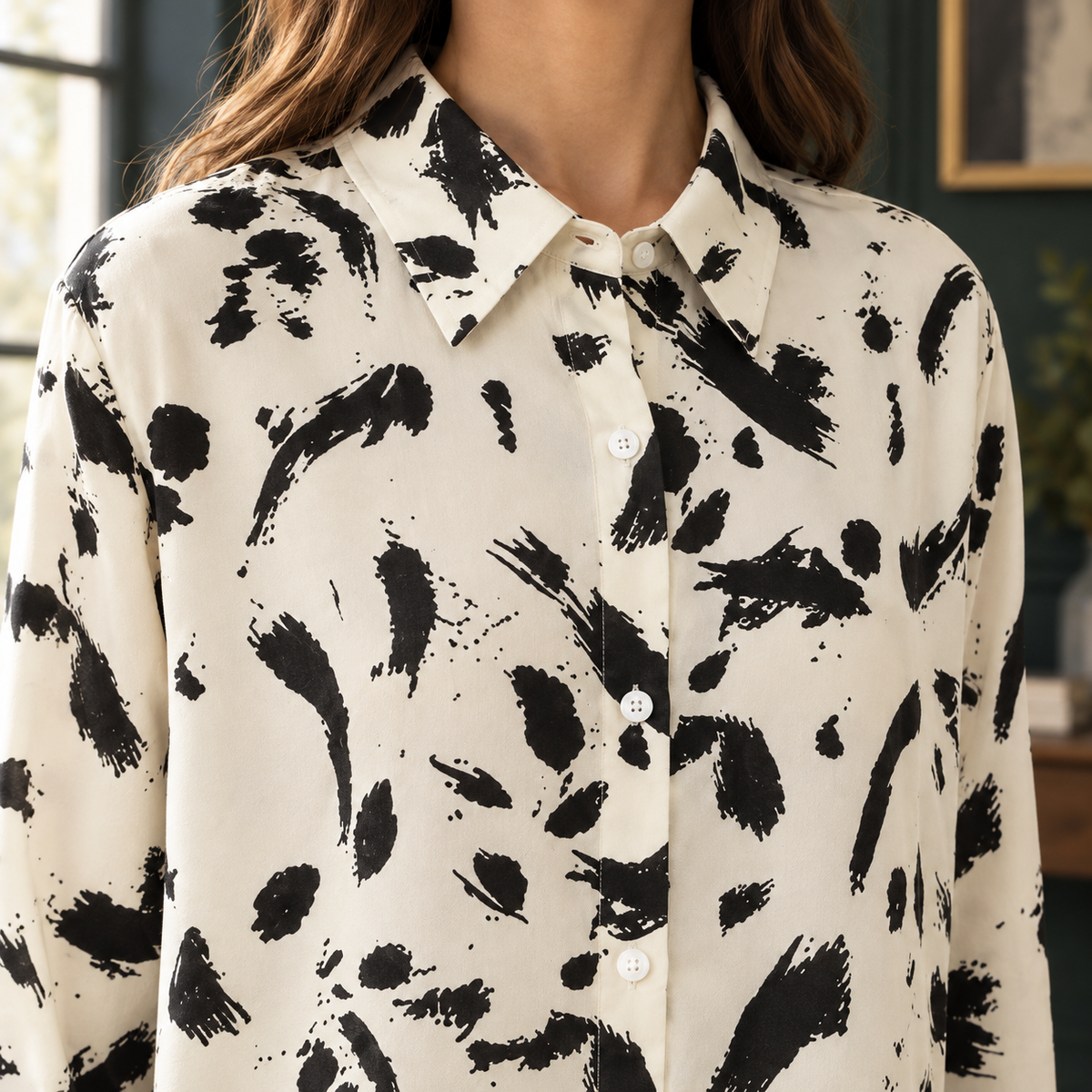 Faye Brushstroke Shirt - Lead Product Detail