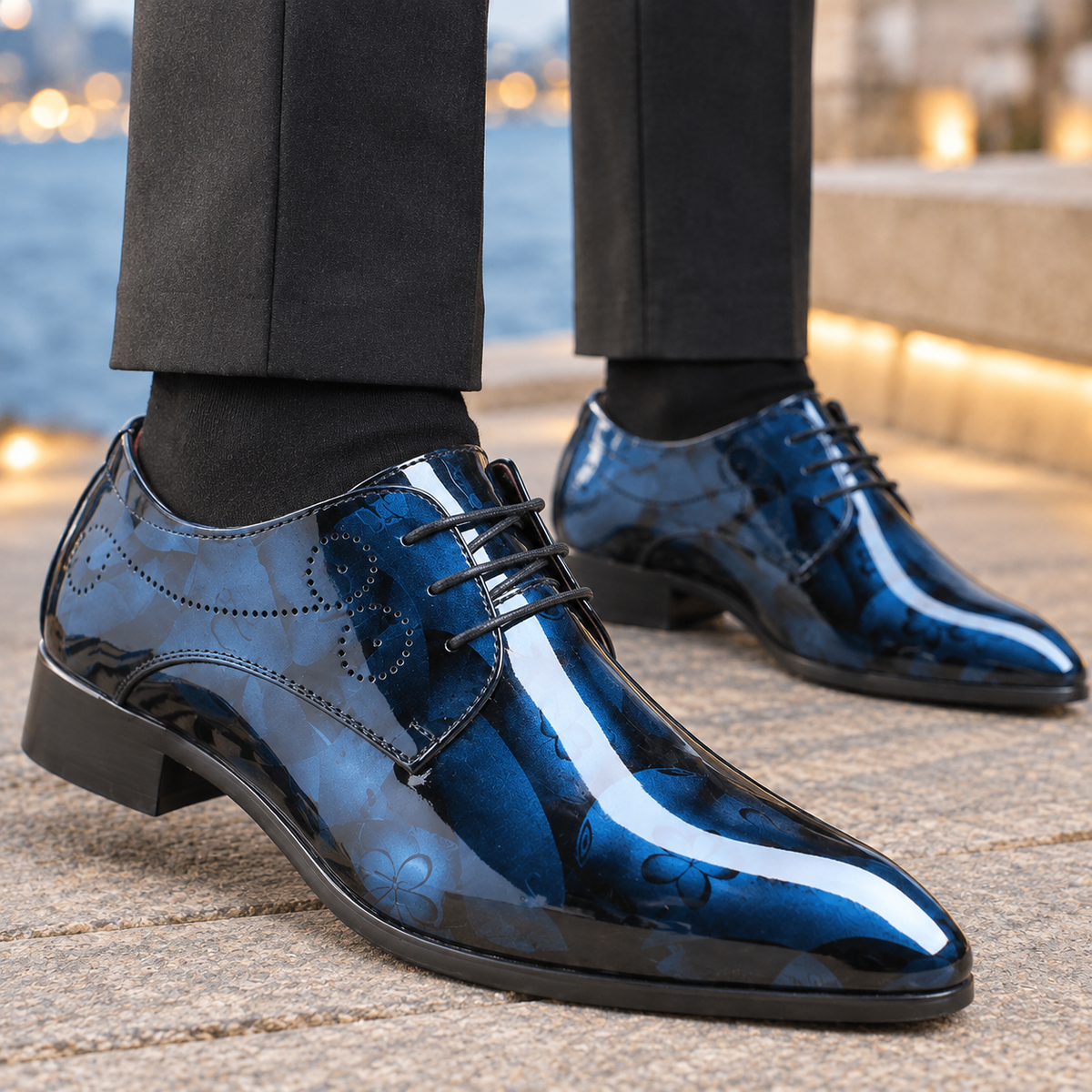 Saluzzo Floral Derby Shoes - Lead Product Detail