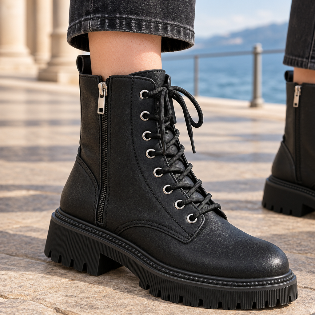 Nardini Chunky Lace Up Boots - Lead Product Detail