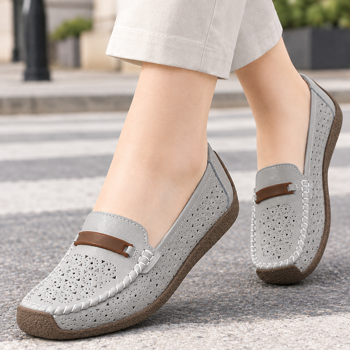 Serrano Perforated Loafers - Lead Product Detail