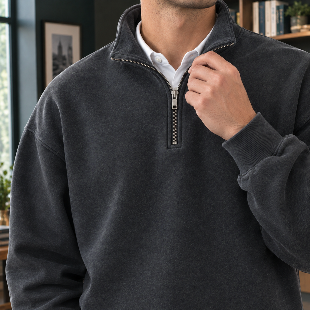 Rupert Half Zip Sweatshirt - Lead Product Detail