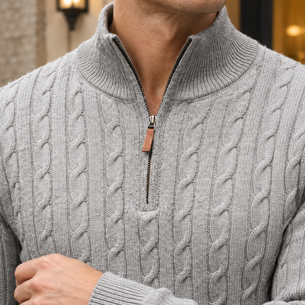Laurent Cable Knit Sweater - Lead Product Detail