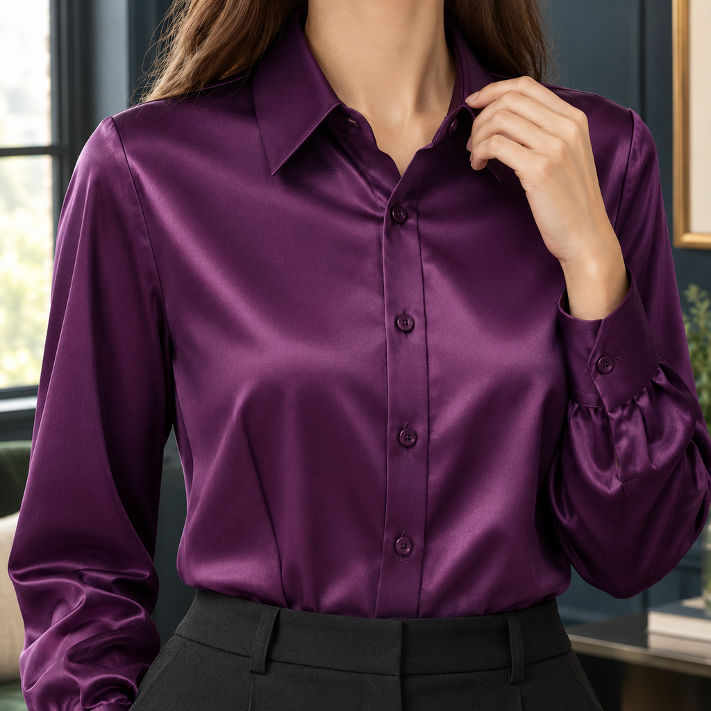 Briony Satin Shirt - Lead Product Detail