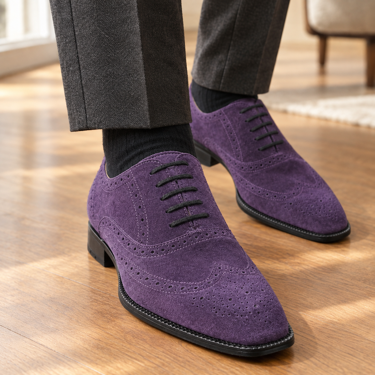 Rossetti Suede Brogues - Lead Product Detail
