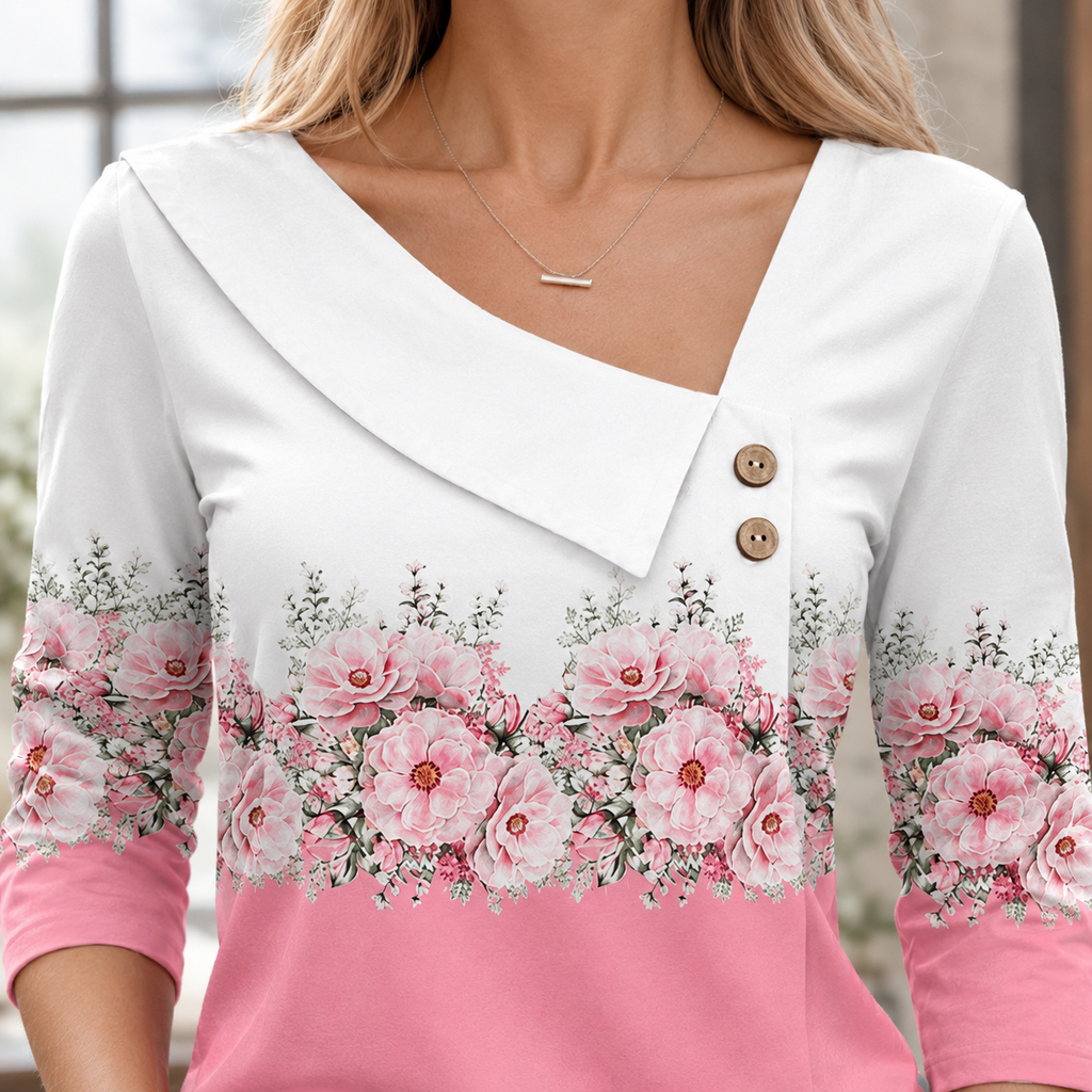 Gillian Asymmetric Collar Top - Lead Product Detail