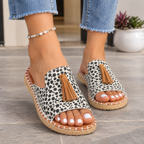 Agnelli Tassel Slide Sandals - Lead Product Detail