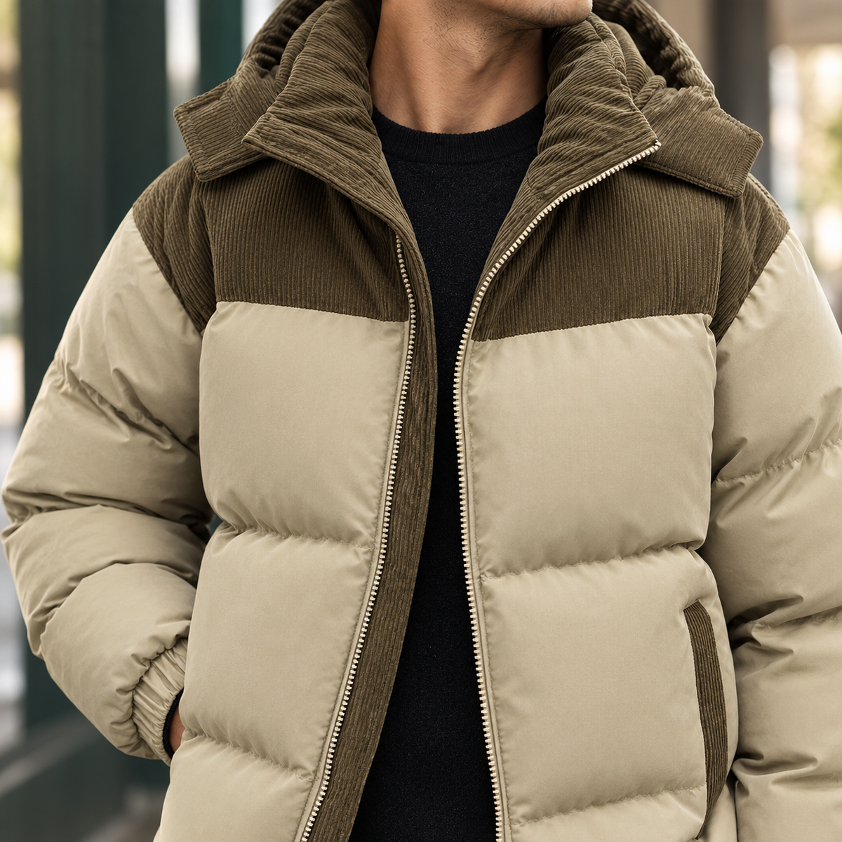 Conrad Panelled Puffer Jacket - Lead Product Detail
