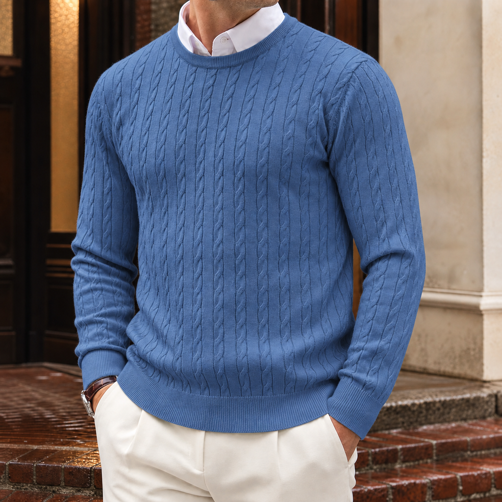 Marcel Cable Knit Sweater - Royal Blue 2
