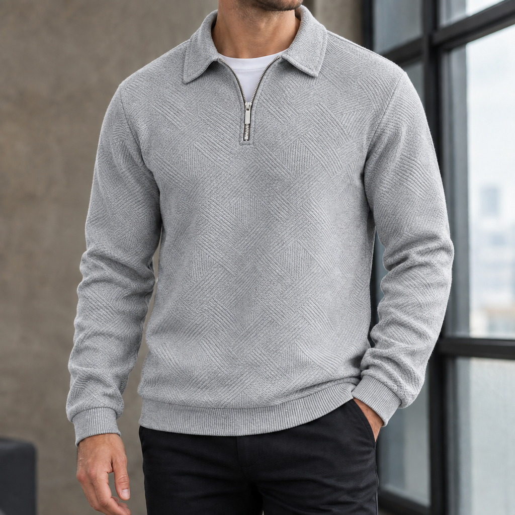 Valentin Quarter Zip Sweater - Light Gray 2