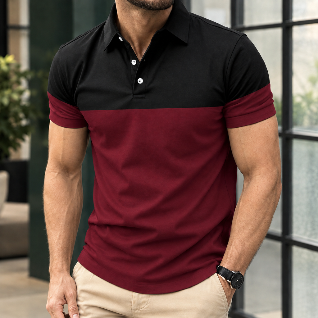Roland Colorblock Polo - Burgundy
