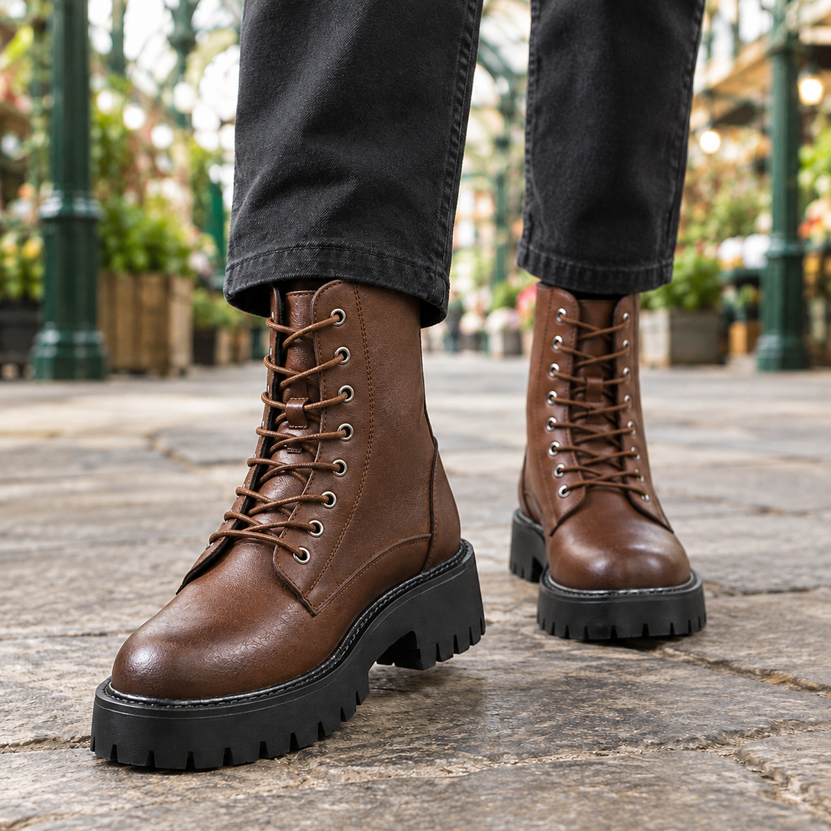 Antonini Lug Sole Boots - Brown