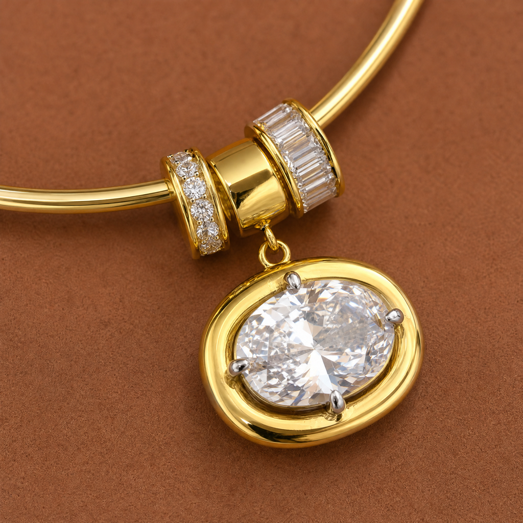 Negroni Oval Birthstone Pendant - Scale in Room
