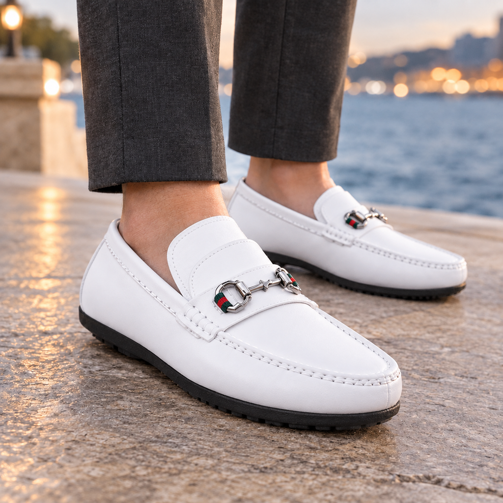Gubbio Bit Loafers - White
