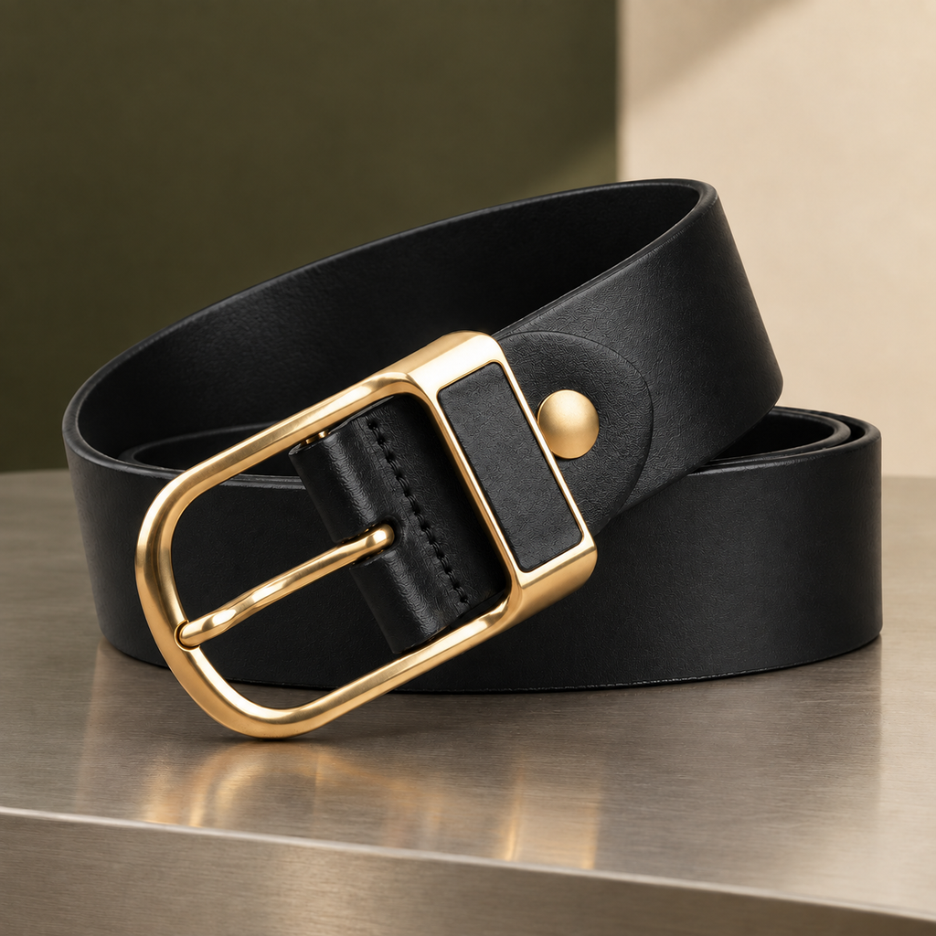 Bergamo Leather Belt - Black (plain)
