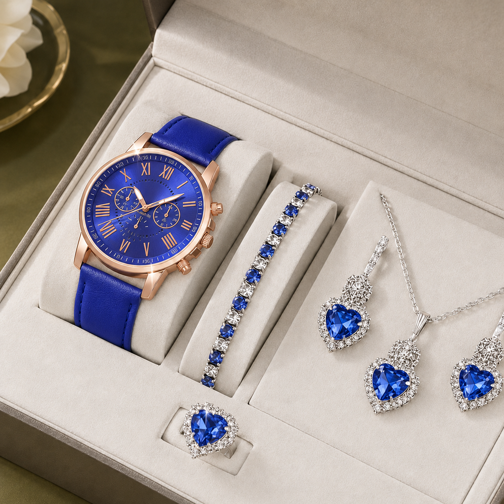 Fairbourne Heart Watch Set - Royal Blue 2