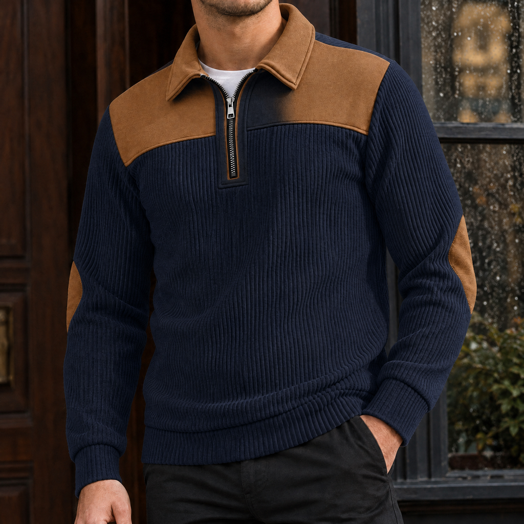 Jamie Quarter-Zip Sweater - Navy Blue