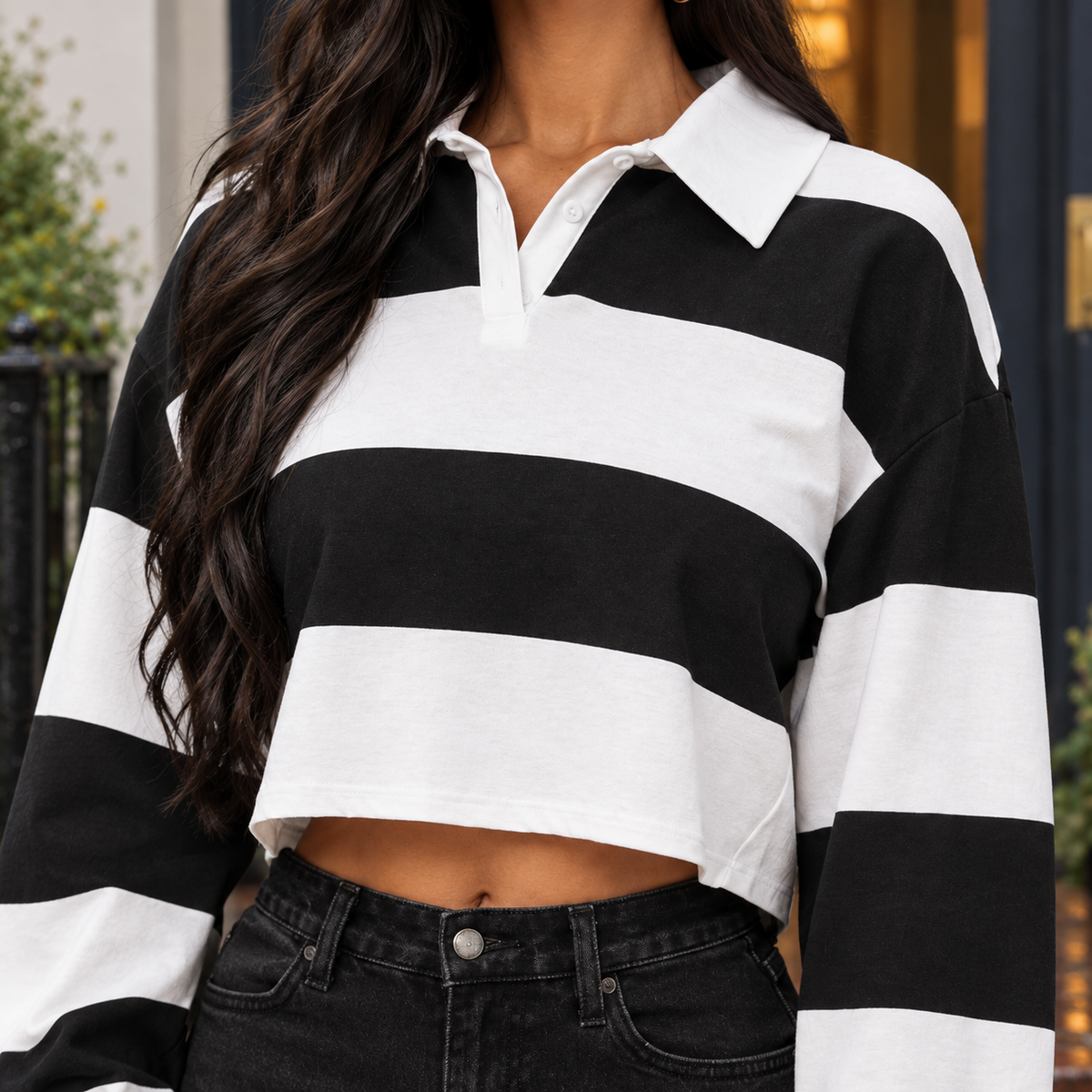 Romy Cropped Polo - Scale in Room