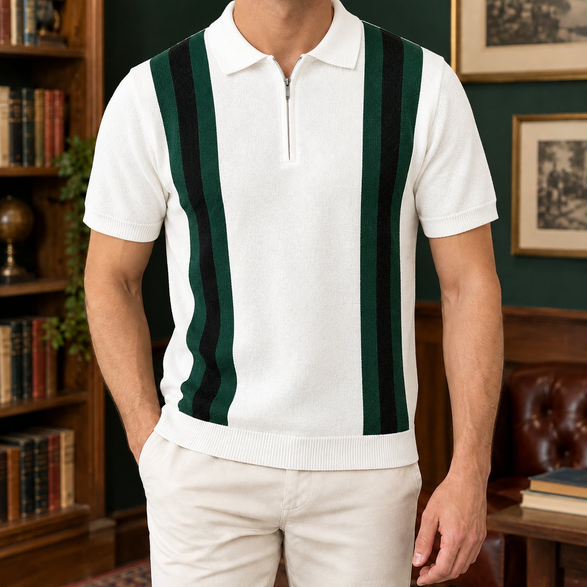 Montgomery Quarter Zip Polo - White