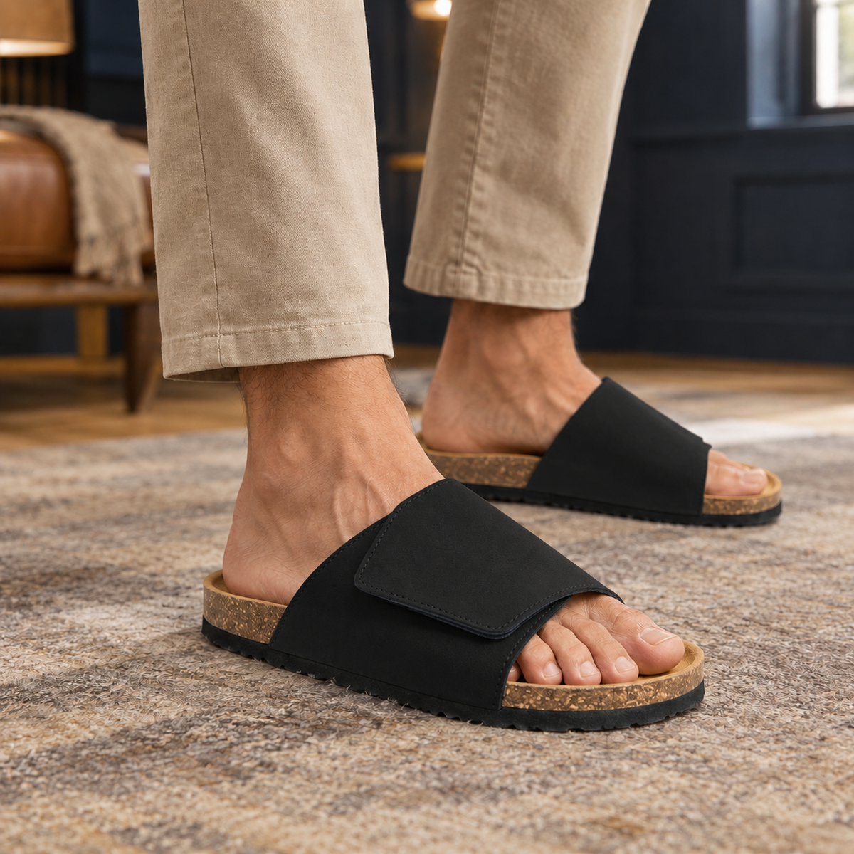 Canaletto Suede Slides - Black