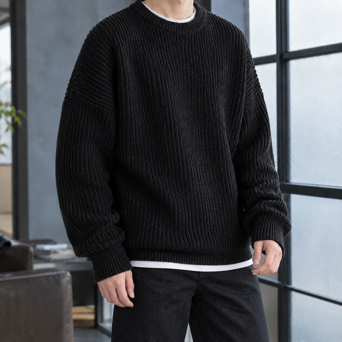 Oberon Ribbed Sweater - Black