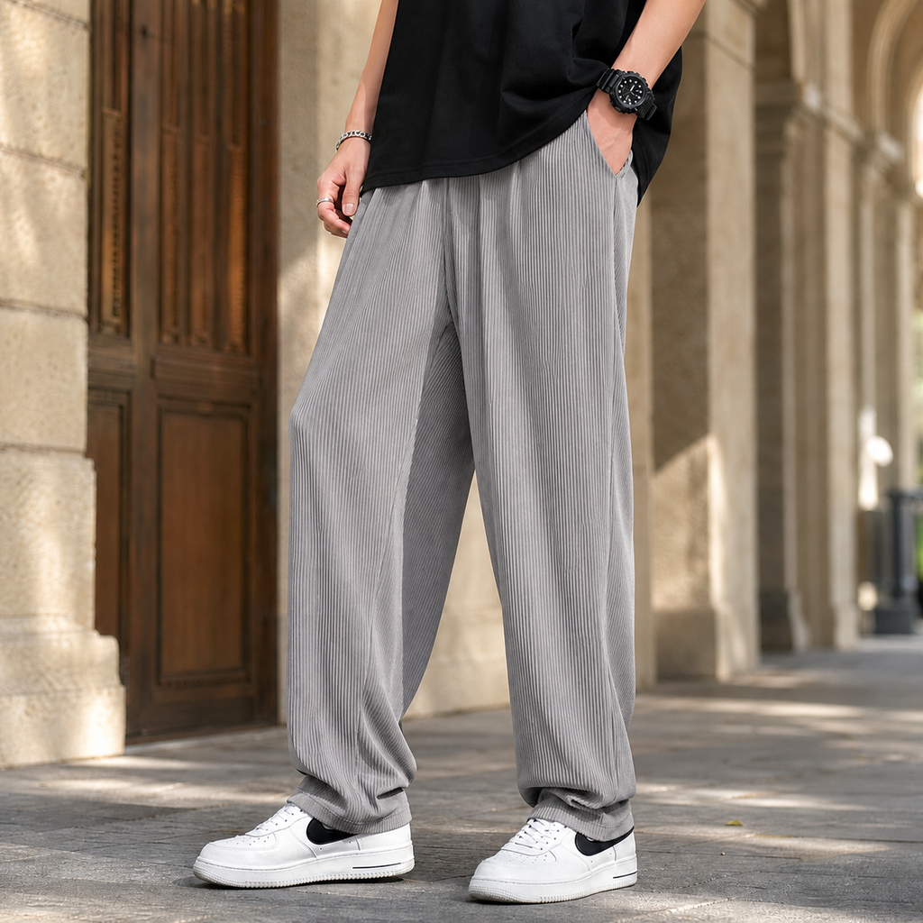 Ezra Wide Leg Pants - Light Gray 2