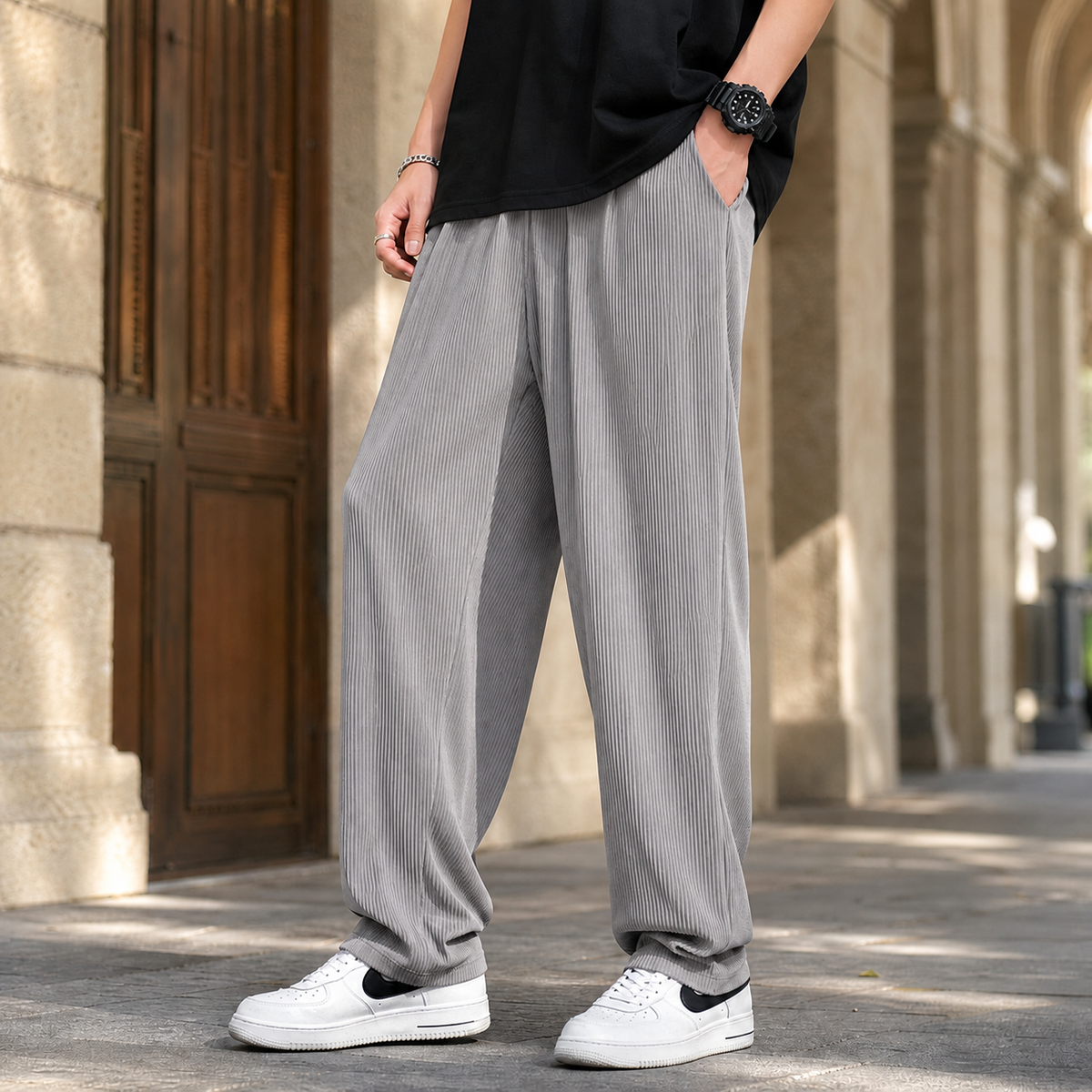 Ezra Wide Leg Pants - Light Gray 2