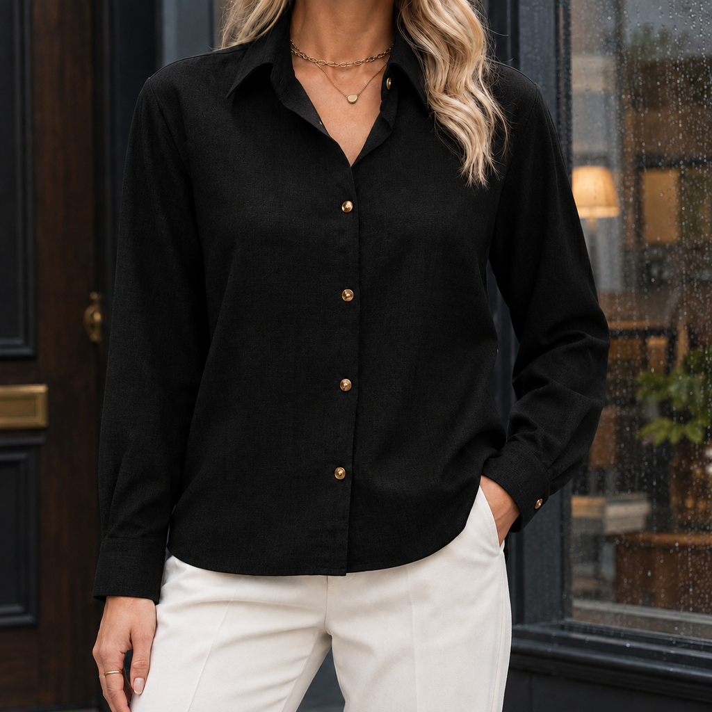 Soledad Point Collar Shirt - Black 2