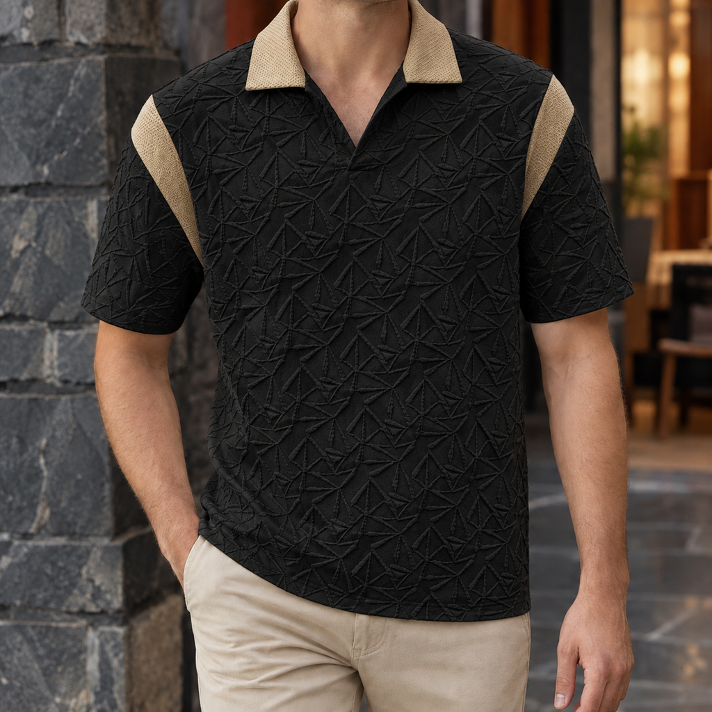 Casimir Textured Polo - Black