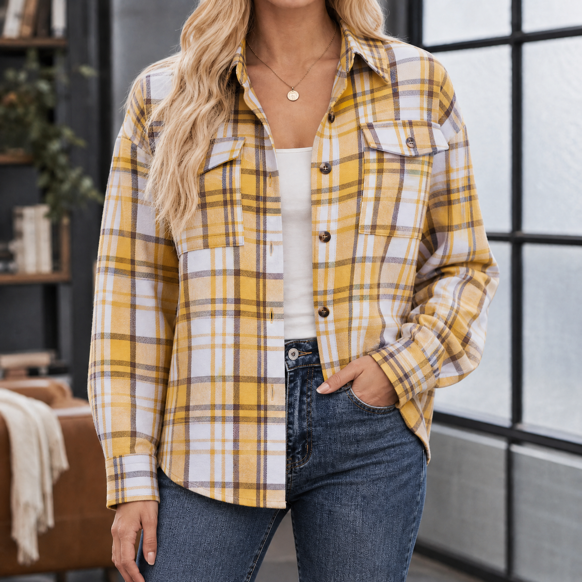 Giulietta Plaid Overshirt - Mustard Yellow Plaid