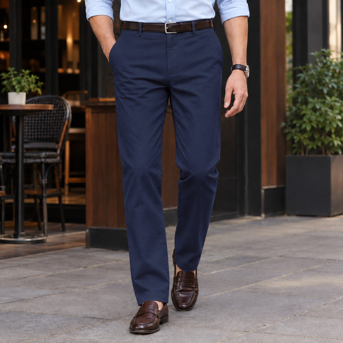 Aubin Straight Pants - Navy