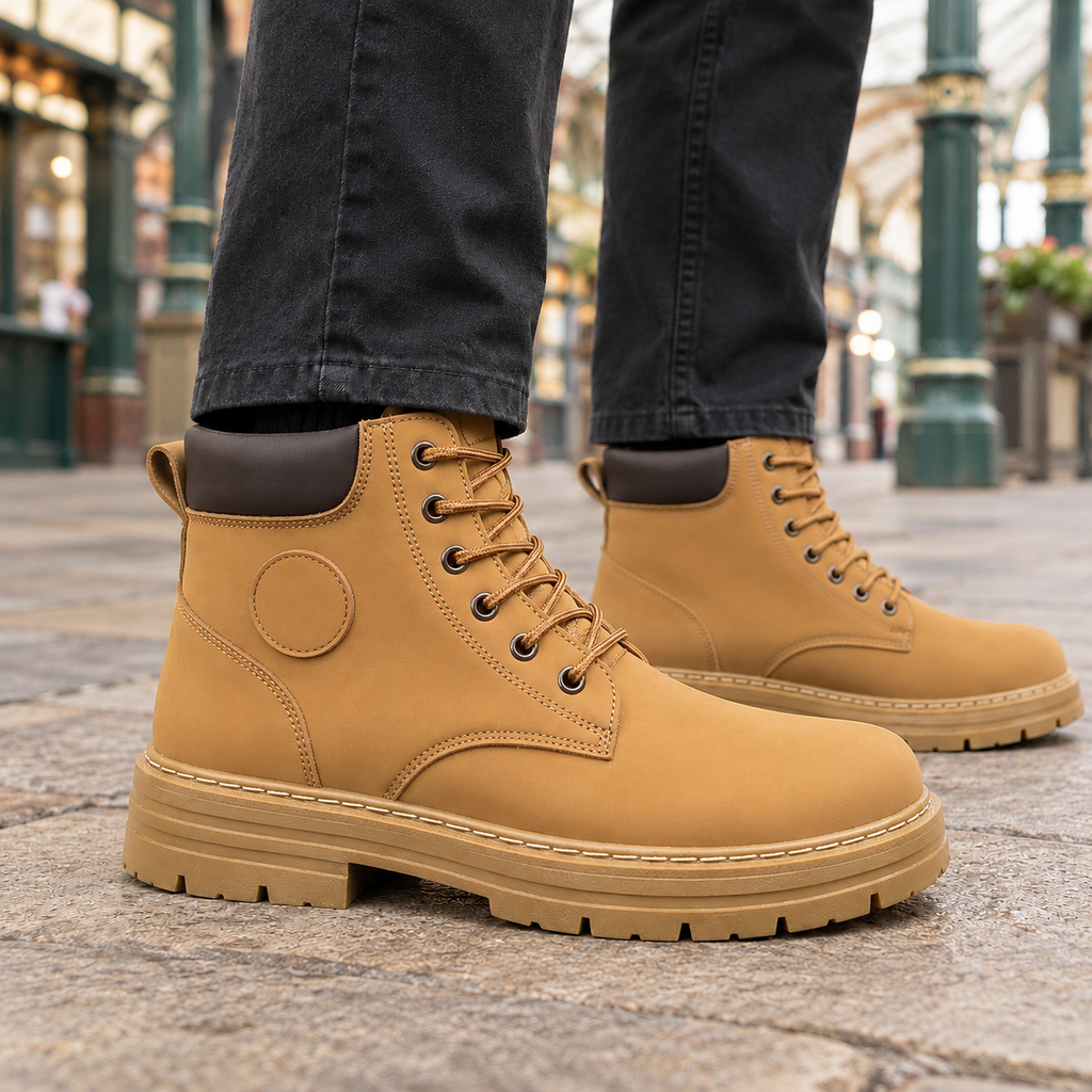Borghese Lace-Up Boots - Tan