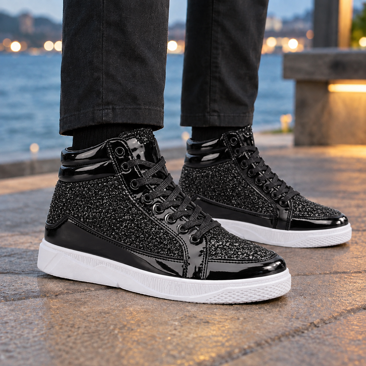 Bianchi Glitter Sneakers - Black