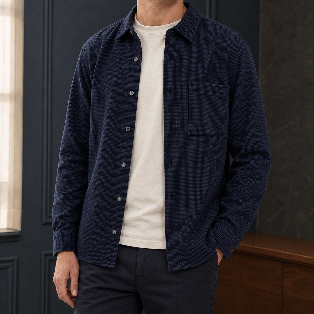 Joseph Waffle Overshirt - Navy