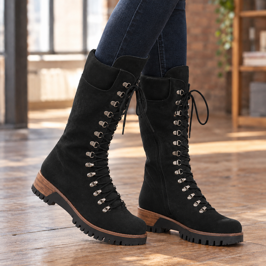 Badoer Lace-Up Boots - Black