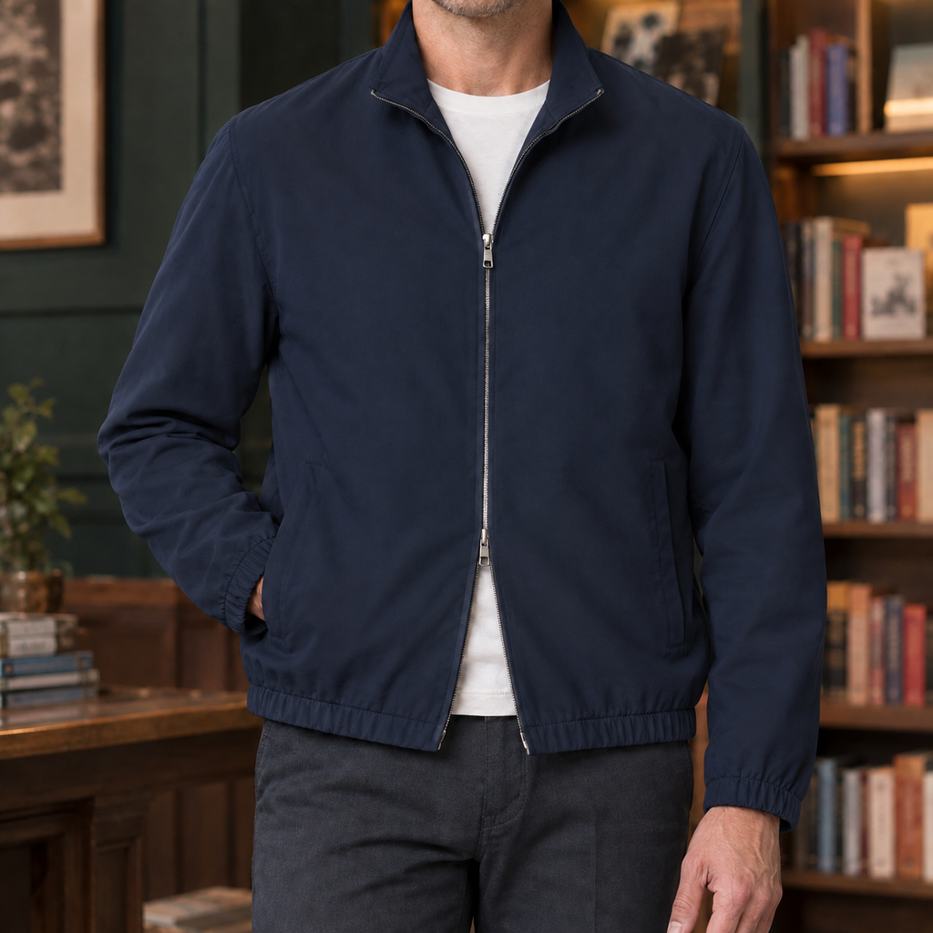 Harlan Stand Collar Jacket - Navy Blue 2