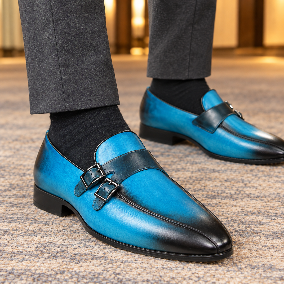 Giordano Double Monk Loafers - Scale in Room