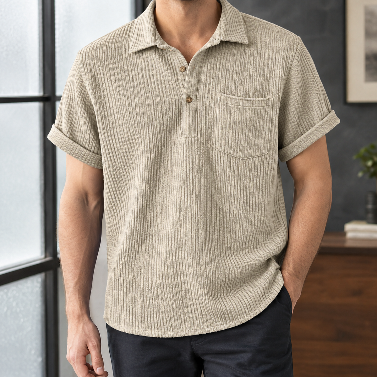 Theodore Ribbed Shirt - Khaki