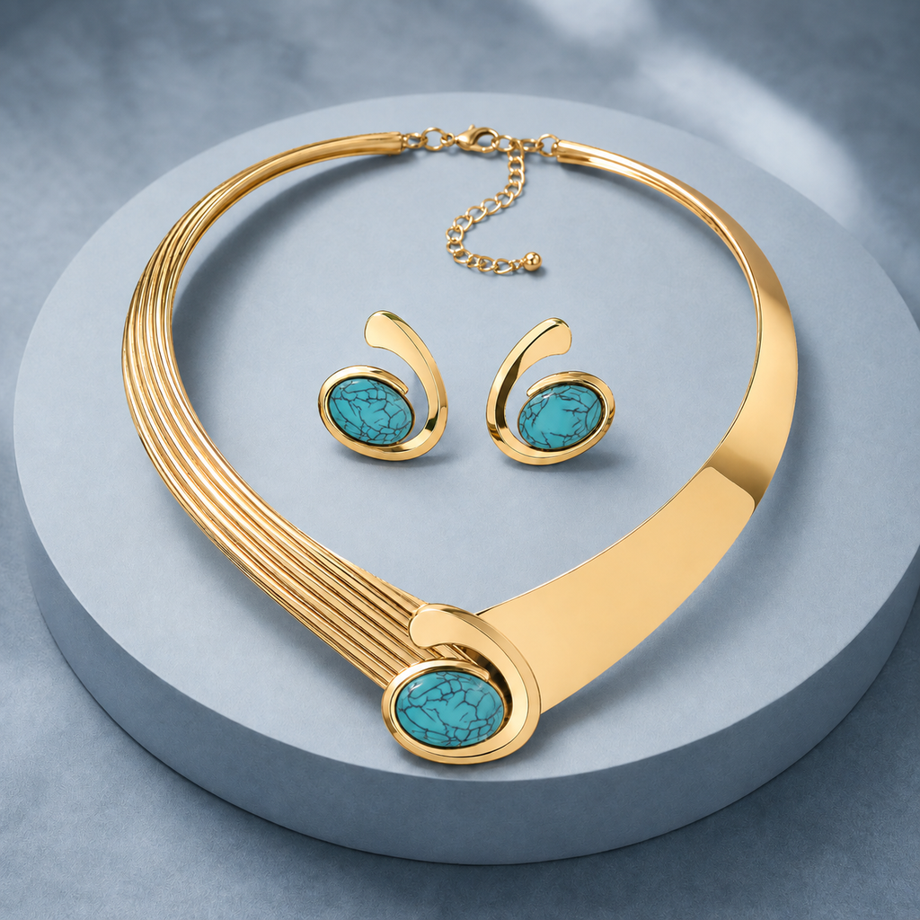 Calvino Geometric Jewelry Set - Turquoise